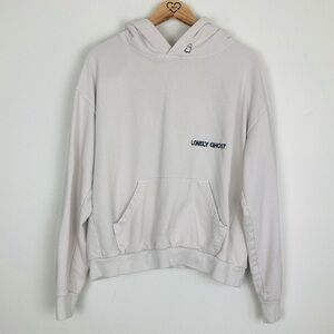 Lonely Ghost off white cream logo hoodie sweatshirt. Medium.